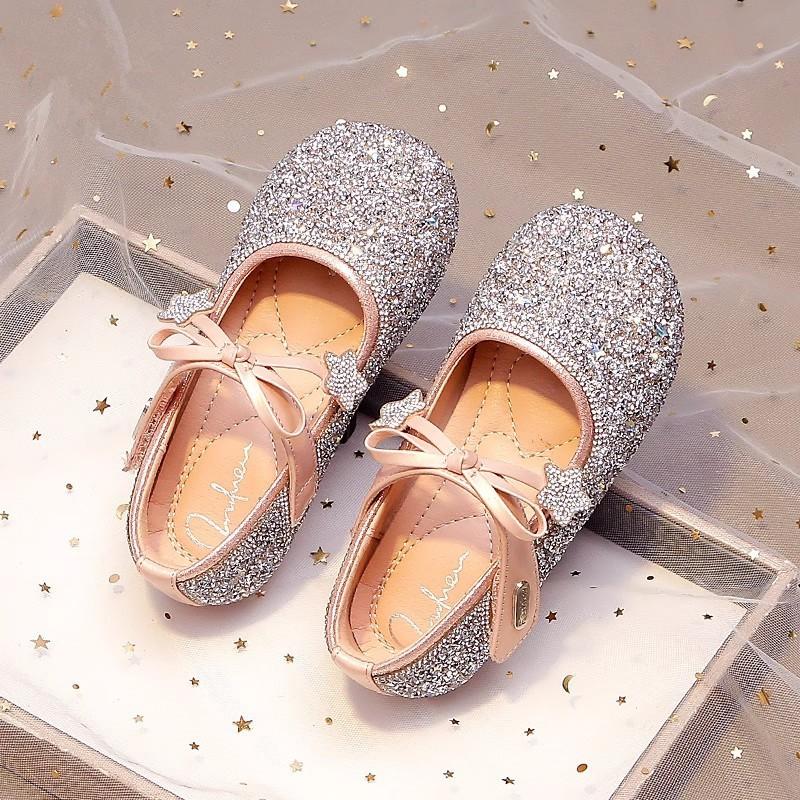 Youth Style Shoes Girls Princess Flat Shoes Formal Dress-Up Events Soft Sole PU Leather Slip-On With Pink
