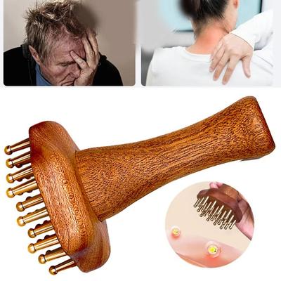 Wooden Handle Brass Gua Sha Massage Tool Copper Head Body Sculpting Tool  Arms Waist Thigh