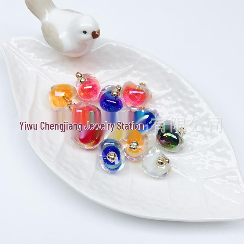 Acrylic Iridescent Heart-Square Frosted Loose Beads for Keychains, Earrings, Necklaces, and Pendants