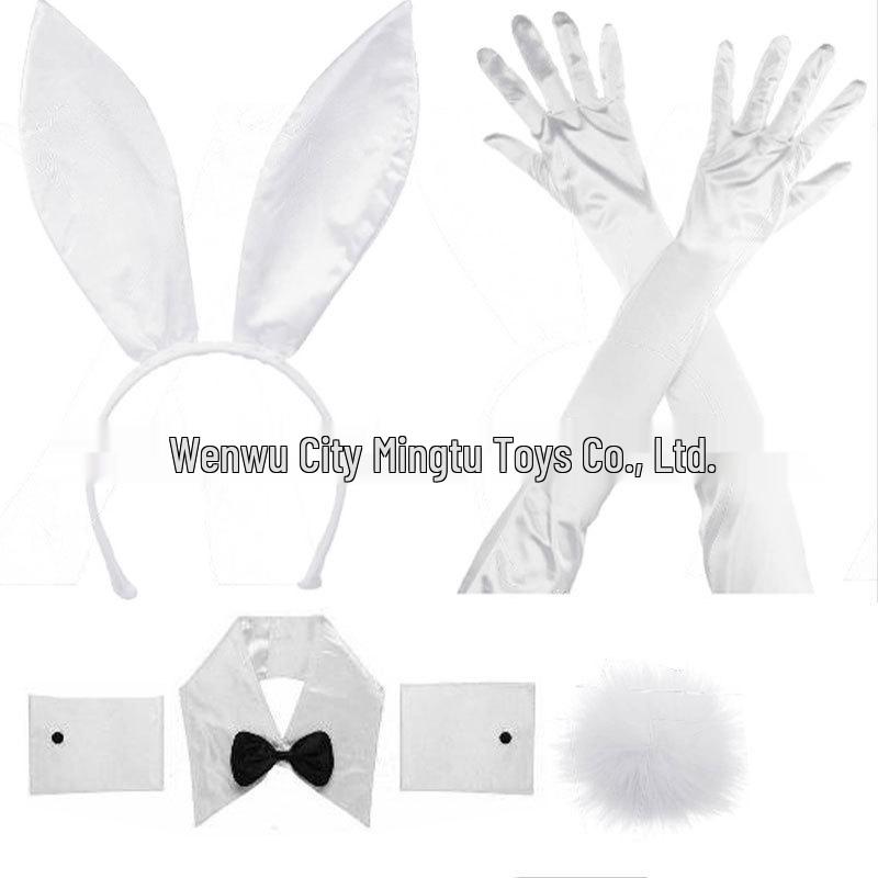 Konijnenmeisje Cosplay Set: Satijnen Hoofdband, Pompon Konijnenstaart, Kostuum Prop