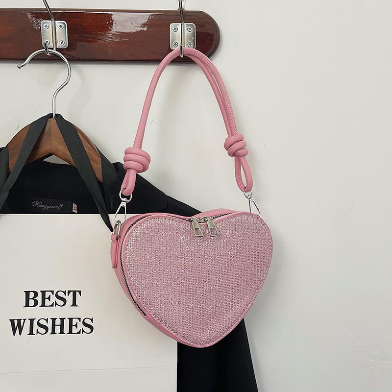 Mote Paljett Hjerteform Skulderveske Kjedestropp Crossbody Vesker For Kvinner Daglig Bruk Damehåndvesker Og Lommebøker