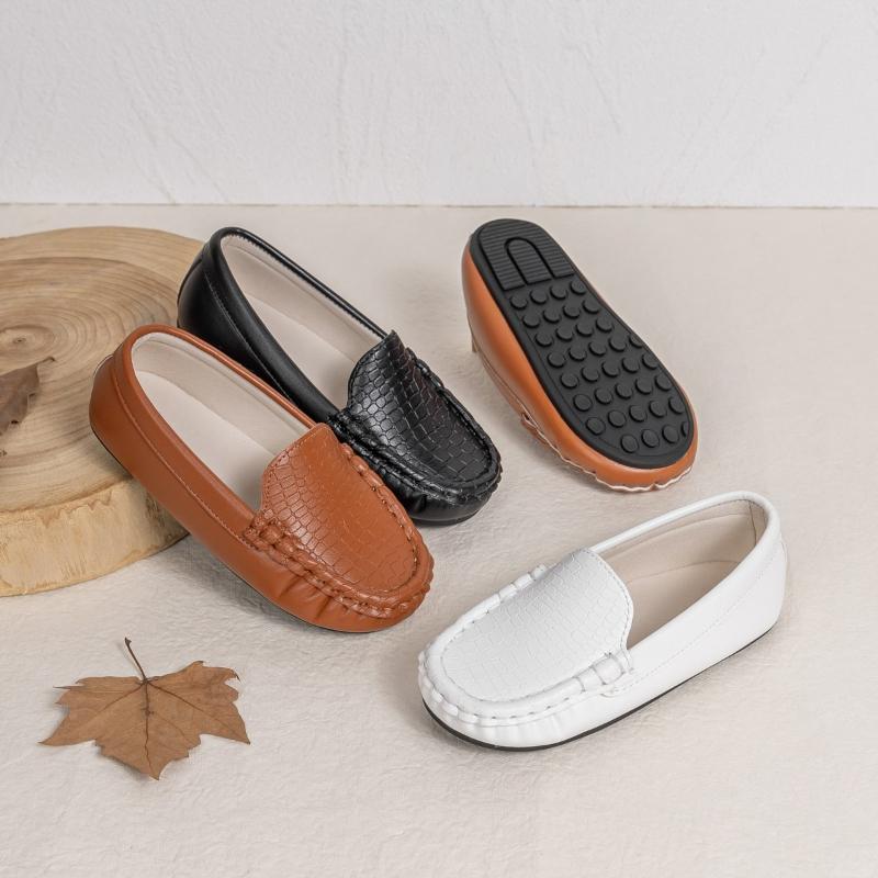 Children Clothing Yulin-001 Boys Simple Formal Leather Shoes School Uniform Kids Flat Shoes New Versatile Causal Children Catwalk Performance Loafers Cm