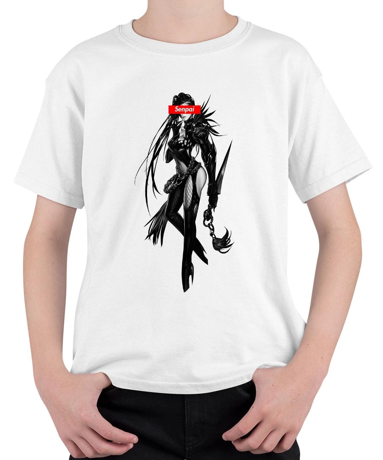 Senpai Anime Gothic Waifu Kämpferin Dunkle Fantasy Manga Otaku Unisex Kinder T-S L
