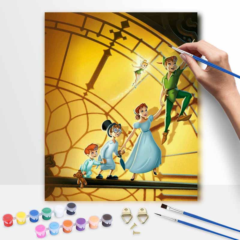 Disney oil painting Peter Pan Tinker Bell painting art handmade diy painting home decoration gift 20x30cm