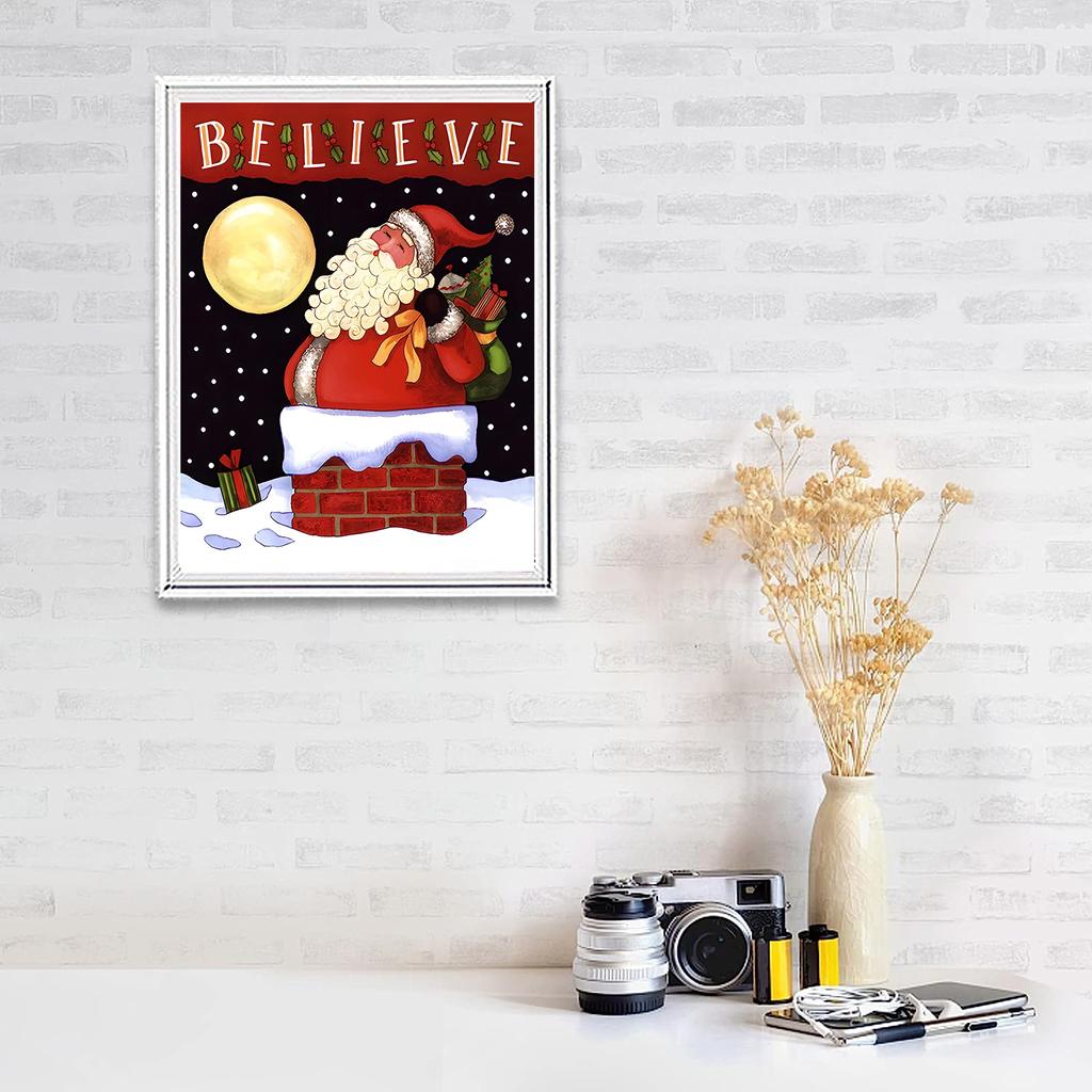 DIY Diamond Paint Cartoon Santa Claus Cross Stitch Kit Mosaic Art Diamantová malba Kruhová/čtvercová Diamantová domácí dekorace