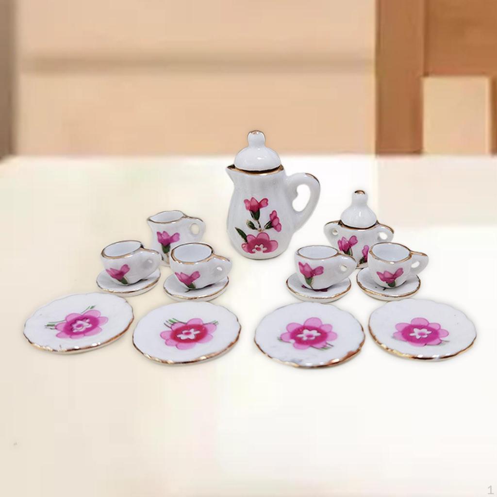 1/12 Dollhouse Miniature Porcelain Tea Cup,Living Room Micro Landscape,Kitchen Life Scene Home Mini