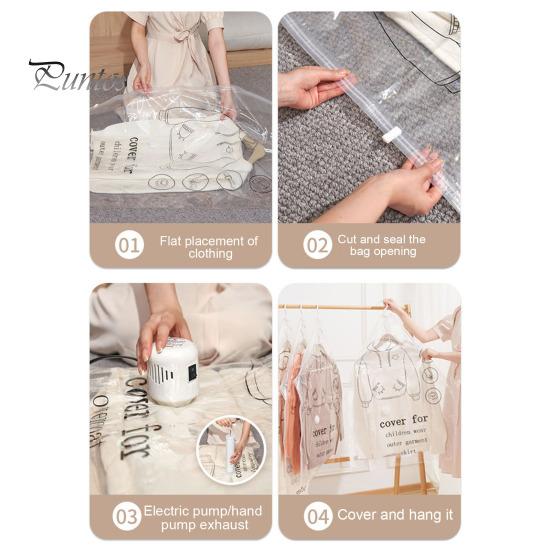 Vacuum Compression Garment Bag Hook Hanging Style Clothes Storage Bag Clothing Dust Cover Organizing Bag