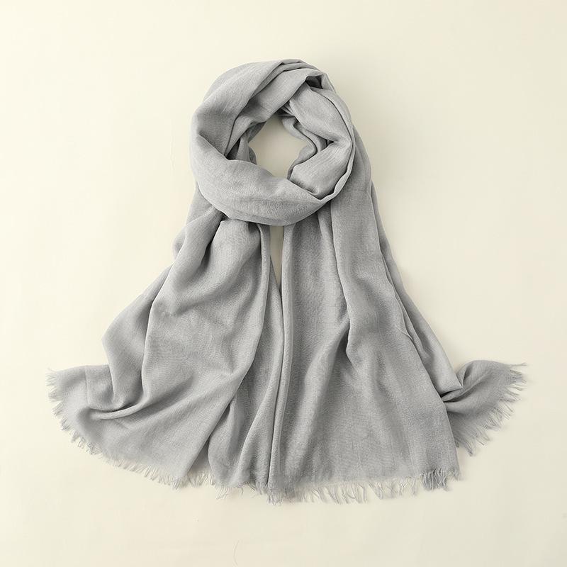 Women's Cotton Linen Artistic Solid Color Silk Scarf, Sun Protection Beach Neck Scarf, Japanese Style Long Gauze Scarf