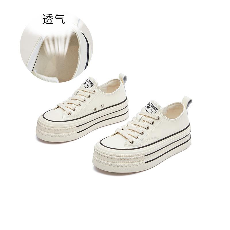 

Первый слой коровьей кожи белые туфли женские 2025 весна новые женские повседневные одинарные туфли классические кеды универсальные туфли на платформе женские 40 бежевый