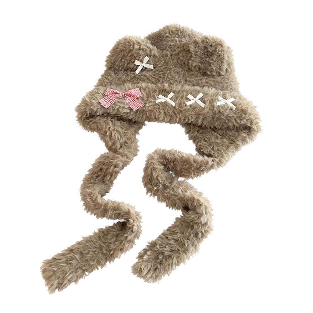 Большая пушистая шапка-медведь женская зимняя вязаная милая атмосфера сенсация повязка на голову осенняя теплая маст-хэв