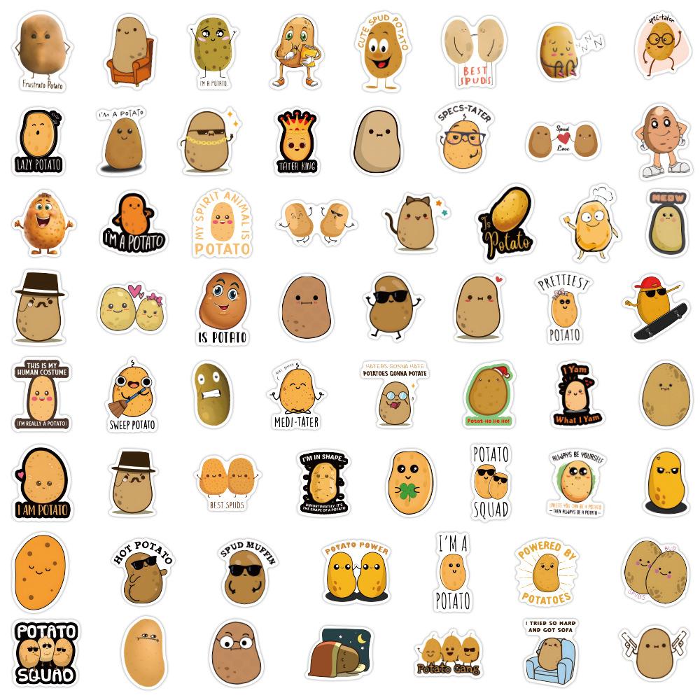 60 Potato Graffiti Stickers Decorate Guitar Laptop Suitcase DIY Waterproof Stickers