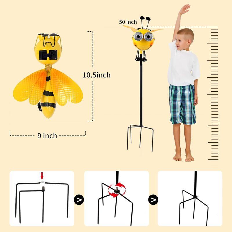 Solar Garden Stake Light Metal Bee Outdoor Landscape Lighting Waterproof Path Decor Lamp for Yard Patio Path Walkway Gift