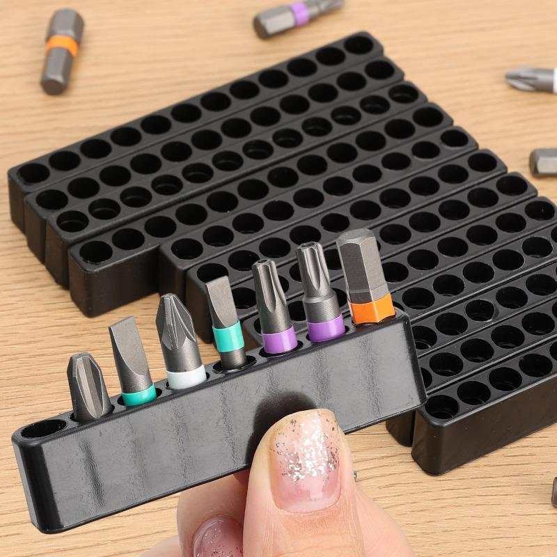 8/10/12 Holes Hexagonal Handle Storage Strip Base Drill Bit Storage Rack DIY Hardware Screwdriver Drill Organizer Accessories