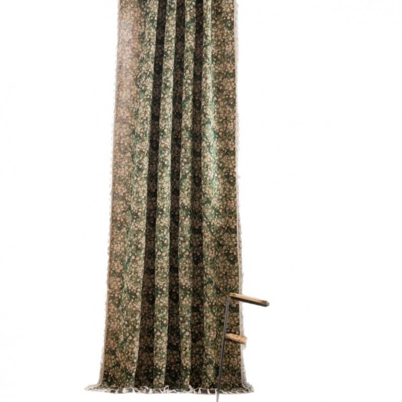 French Curtains Vintage Thick Semi Sheer Green Monet Oil Painting Style Window Drapes Home Decor