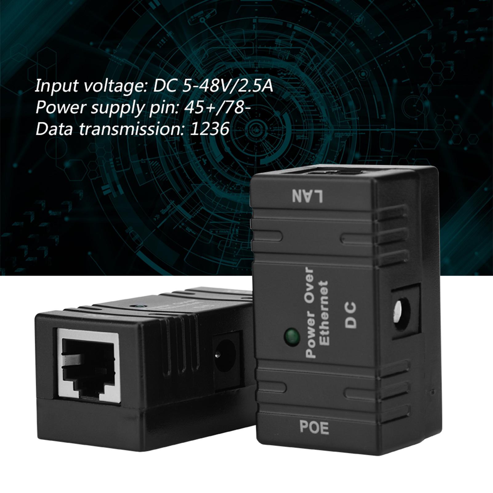 

2PCS RJ45 POE Power Supply Module POE Injector Ethernet Adapter for Network IP Camera Black