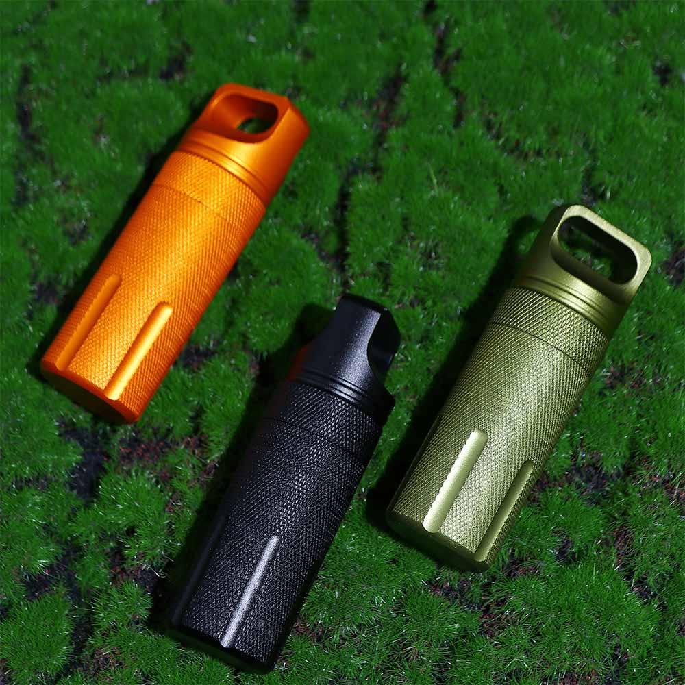 Portable EDC Dry Bottle Keychain Medicine Case Emergency Capsule First-Aid Canister Pill Box Seal Tank Container