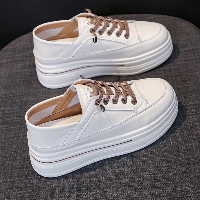 

Leather little white shoes inner height increase women s shoes 2025 spring and summer new platform casual shoes sports shoes muffin single shoes 40