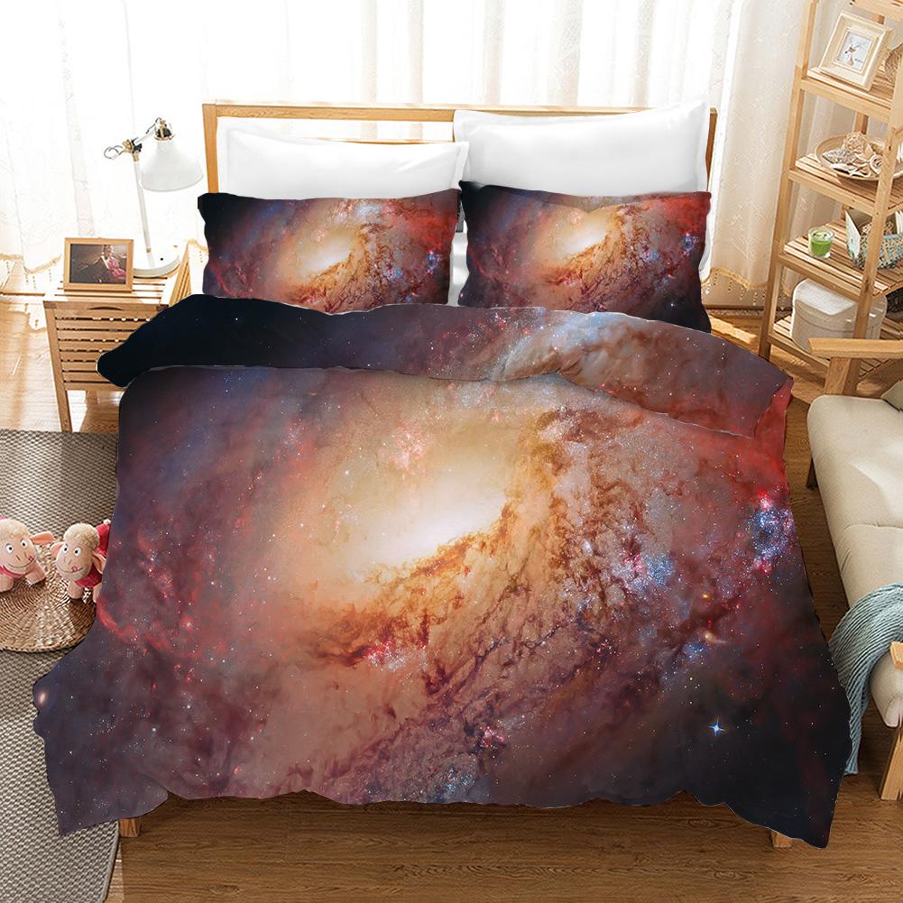 Starry Sky Duvet Cover Set Microfiber Outer Space Theme Comforter Cover Teens Boys Quilt Cover 3D Starry Sky Series Bedding Set