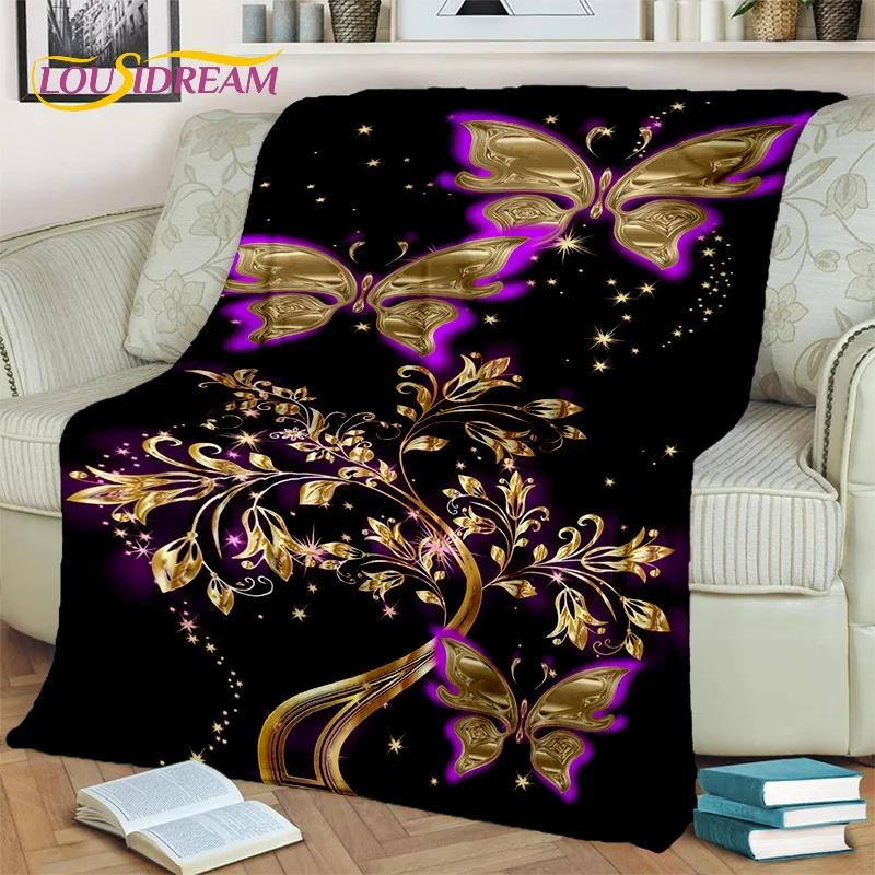 Dream Butterfly Flower Cartoon Blanket,Soft Throw Blanket for Home Bedroom Bed Sofa Picnic Travel Office Rest Nap Cover Blanket