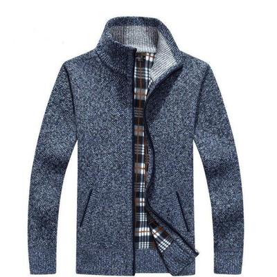2024 Autumn/Winter Sweater Cardigan Men's Thick Warm Loose Large Size Stand-up Collar Zipper Fashion Knitwear