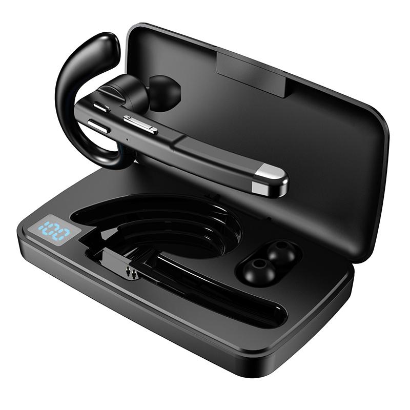 Business Bluetooth Headphone Single Earphone HD Noise Cancel Calling With Charge Case IPX7 Waterproof Headset For All Smartphones