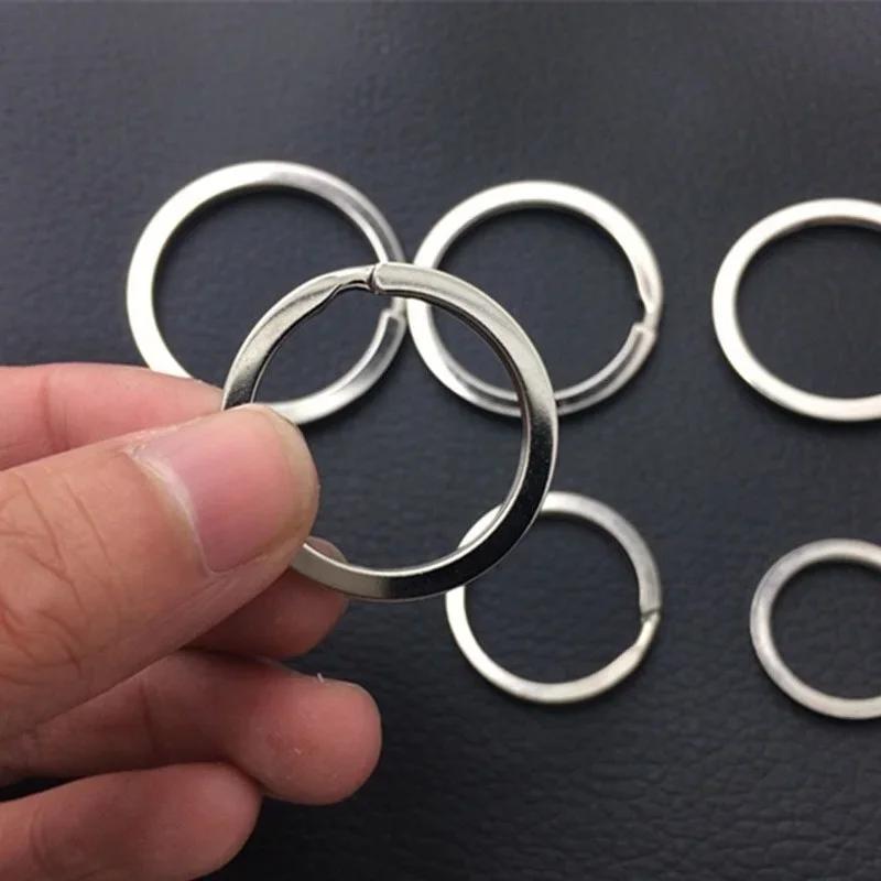 10-100 pezzi 25/30 mm Anelli Portachiavi in Acciaio Inossidabile Anelli Divisi Piatto Rotondo Portachiavi per Creazione Gioielli Portachiavi Lucidato DIY Componenti