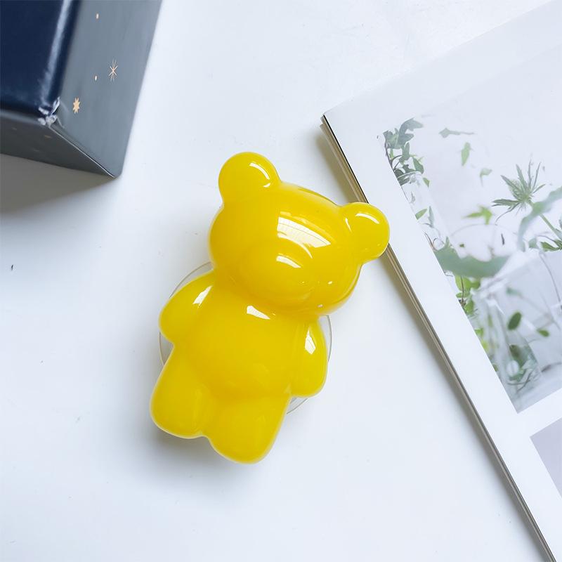 Epoxy Three-Dimensional Color Bear Mobile Phone Airbag Bracket Cute Transparent Paste Retractable Wind Ring Buckle