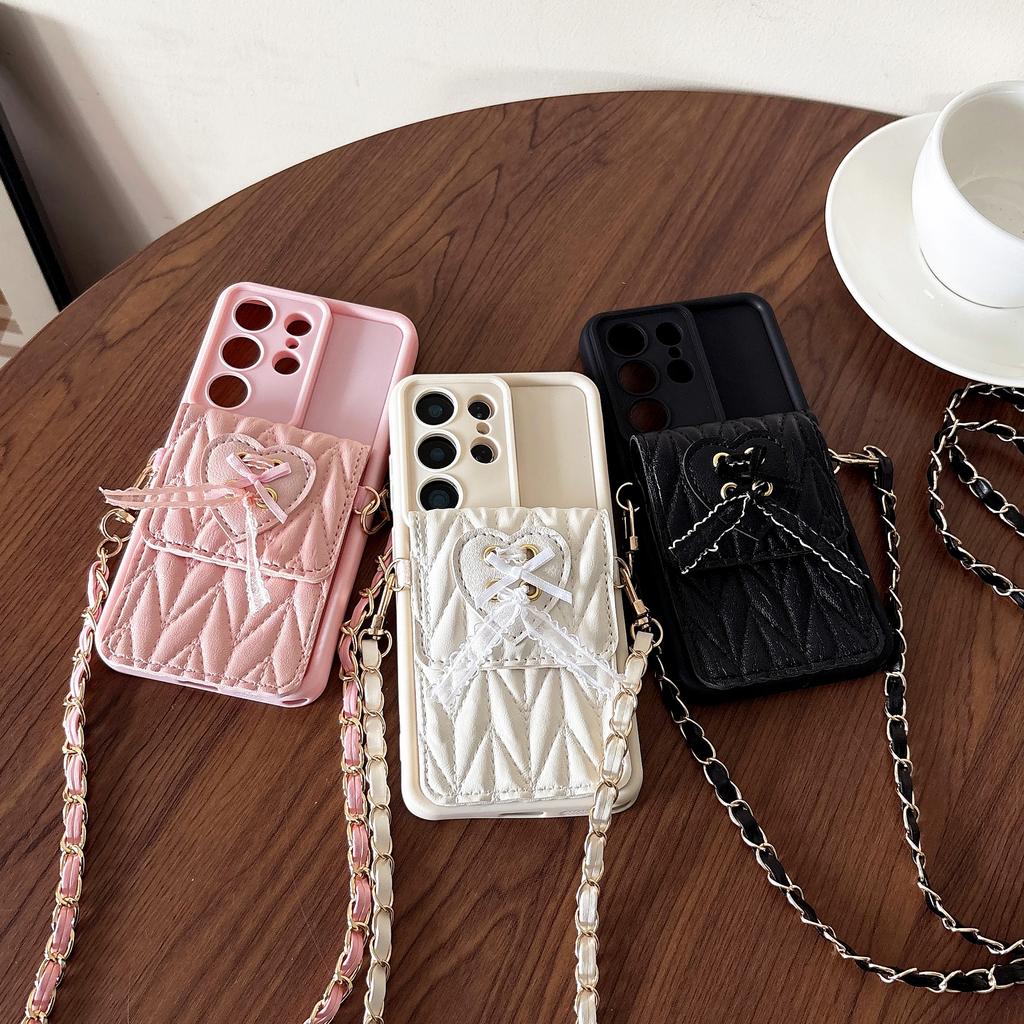 Crossbody Heart Wallet Card Holder Phone Case For Samsung Galaxy S26 Ultra S25 Edge S24 S22 S23 S21 FE Note 20 PU Leather Cover
