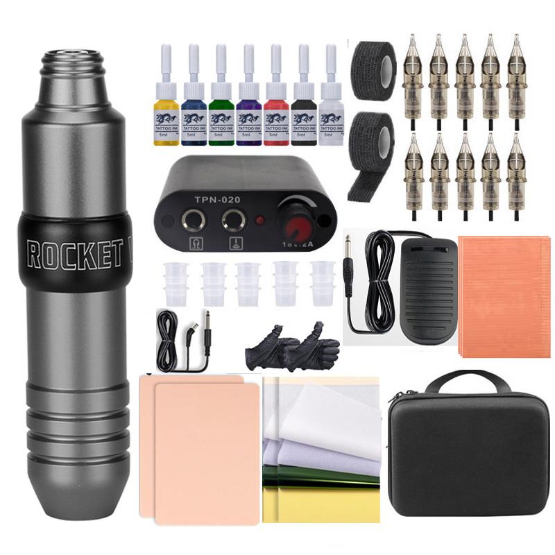 Kit complet de stilouri pentru tatuaje pentru începători cu sursă de alimentare cu cerneală pentru tatuaje