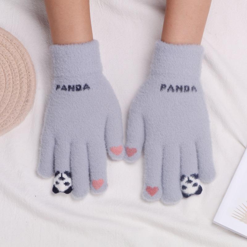 New knitted cartoon gloves plush cold-proof gloves women's winter warm plush thickened student gloves
