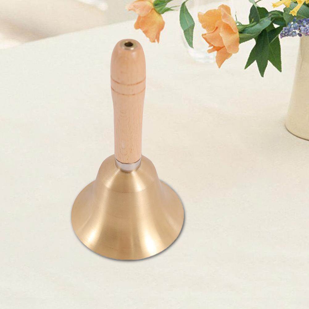 Wooden Handle Hand Bell 8cm Diameter Bell Bell Hand Hand Small Copper Handle Class Bell Cranked G4W8