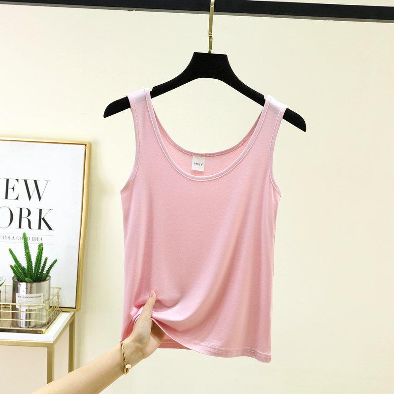 

Women s U-Neck Slim Strap Tank Top Solid color Loose Soft Comfy Basic Layering Tops Minimalist Casual sleeveless Tees M светло-розовый