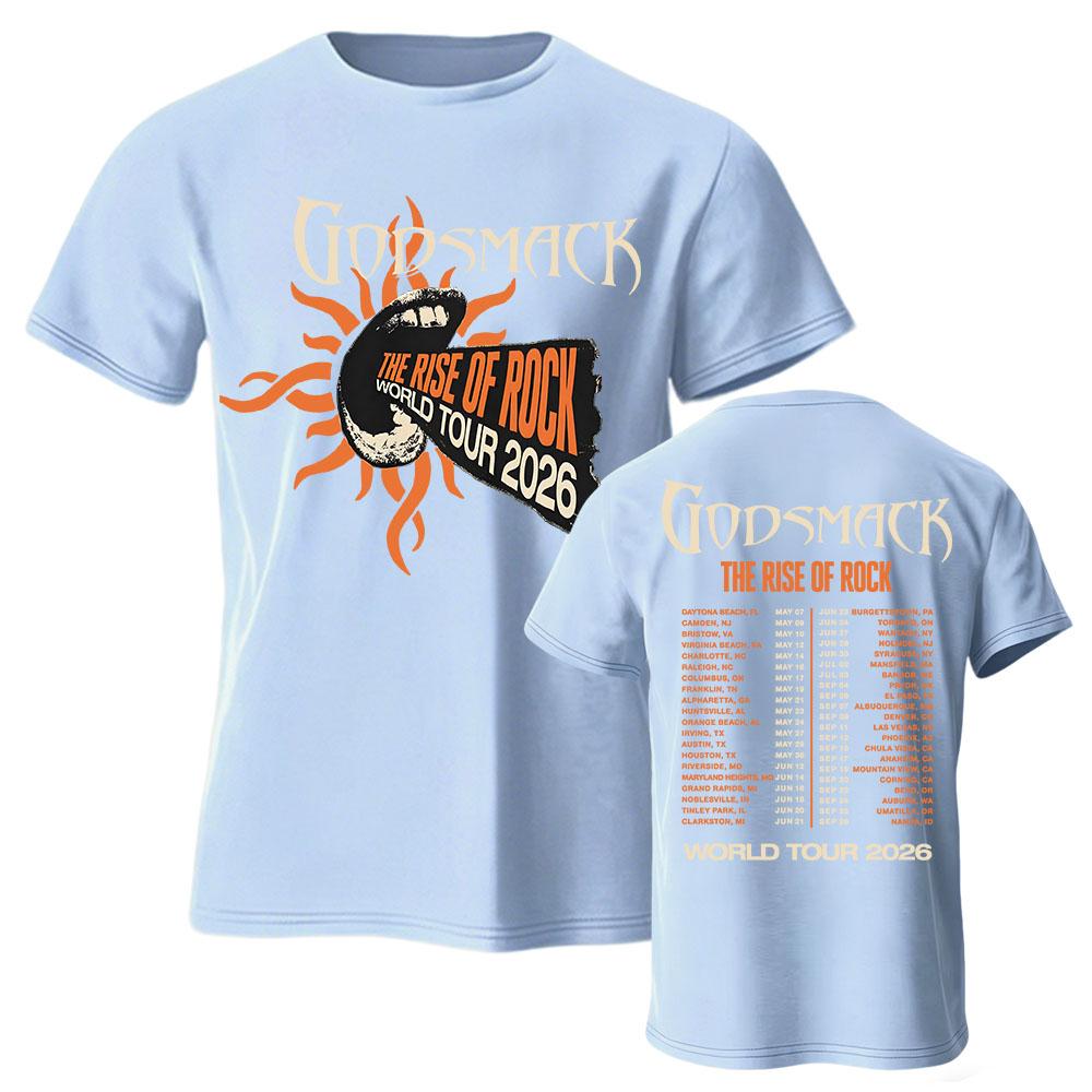 The Rise of Rock World Tour 2026 Tee GODSMACK Design Graphic Merch Short Sleeve Cotton Loose T-shirt Fashion Men Women Tshirts