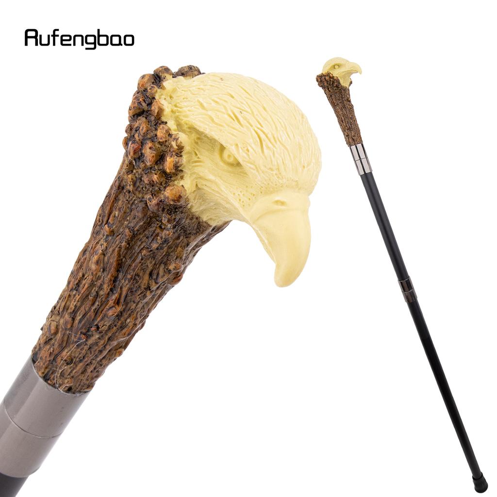 Yellow Resin Eagle Head Tree Root Walking Cane Fashion Decorative Steel Stick Gentleman Elegant Cosplay Cane Knob Crosier 94cm