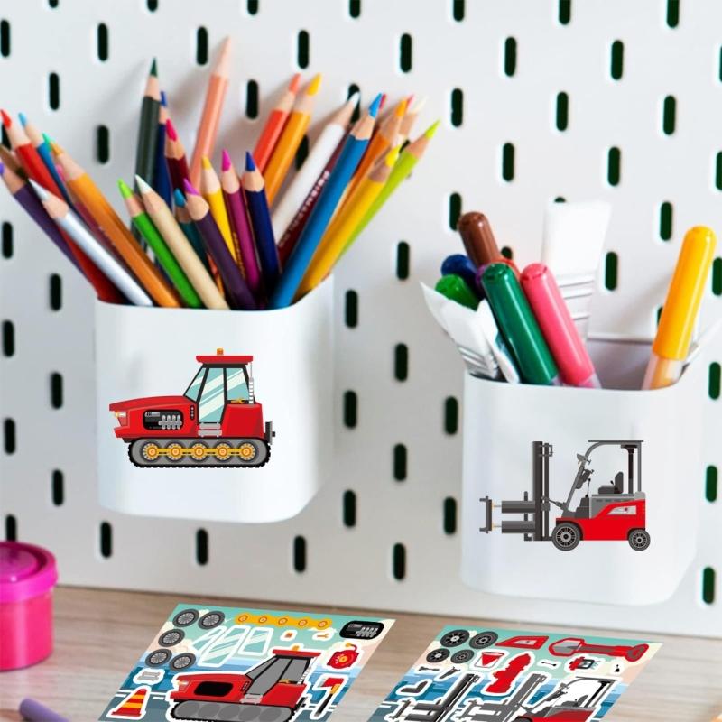 Cartoon Truck PET Sticker Engineering Vehicles Sticker for Water Bottle Pencil Case Notebook Kids Room Wall Decoration