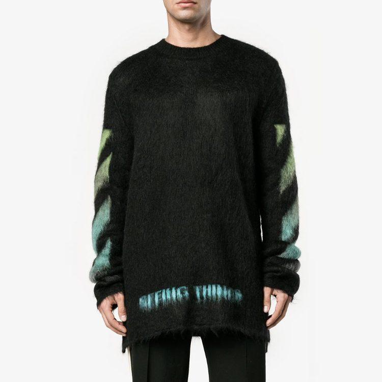 OFF WHITE Sweater Loose Fit Men's Blue Green OMHA036F176500041040