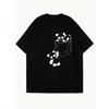 Oversized T Shirt Black Panda Bear Print Pocket Design Casual Wear For Women Summer Outfit Streetwear Style Comfortable Loose Fit Top