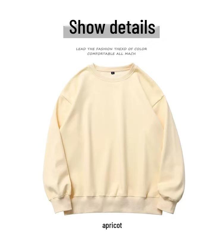 Men's American Style Fleece-Lined Hoodie 600G, Long Sleeve Round Neck Casual T-shirt, 2025 Collection.