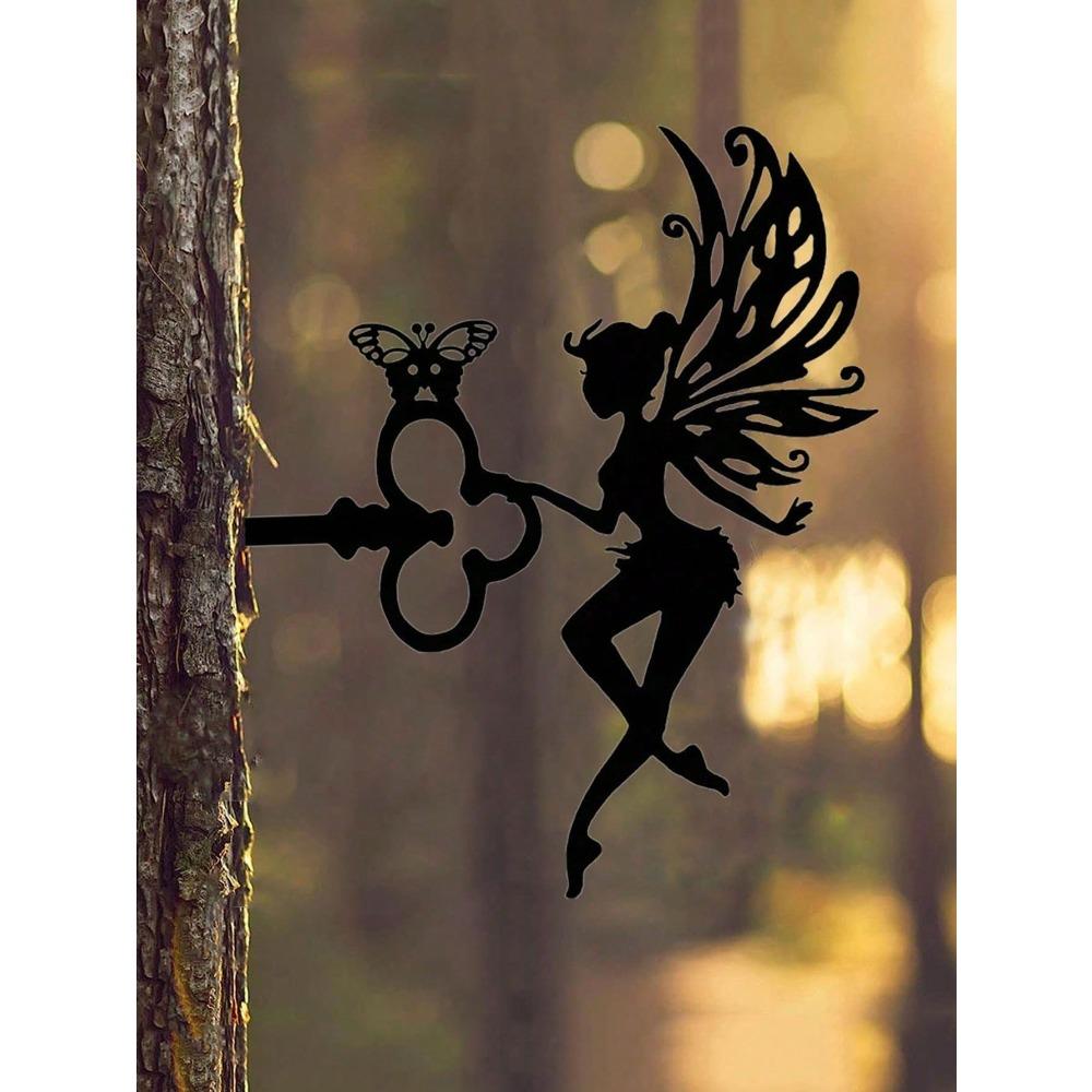 1 Piece Angel Metal Wall Art Outdoor Vintage Garden Sculpture Sentimental Yard Sign for Patio Lawn Birthday Housewarming Gift Durable Antique Finish