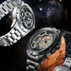 Orologio Meccanico Automatico da Uomo Mark Fairwhale 46MM Cassa in Metallo Quadrante Interstellare Impermeabile Luminoso Scheletrato Cronografo