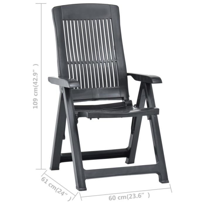 VidaXL Garden Reclining Chairs 2 Pcs Plastic Anthracite
