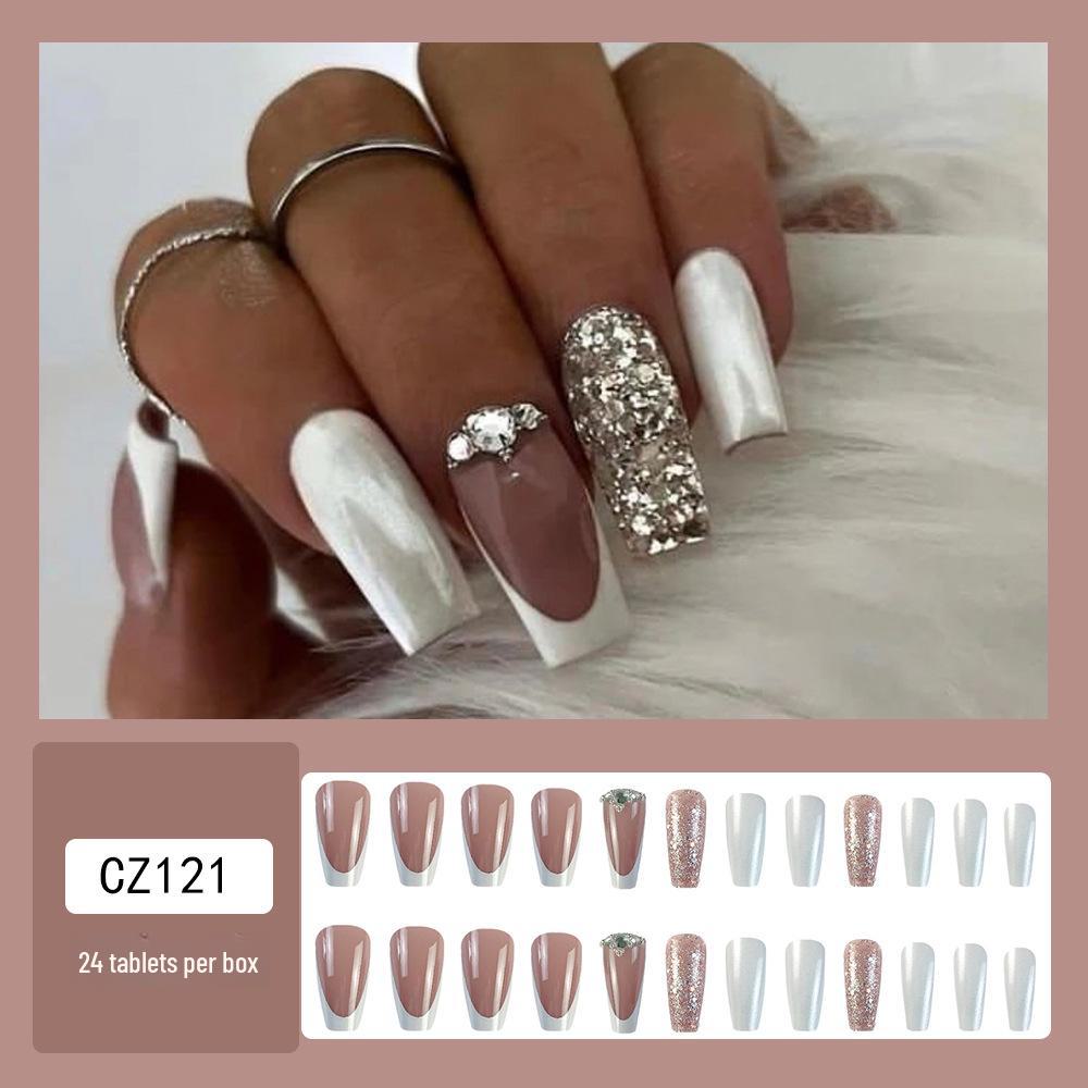 Long T-Point Diamond Jelly Glue False Nails - Press-On Nail Art Tips