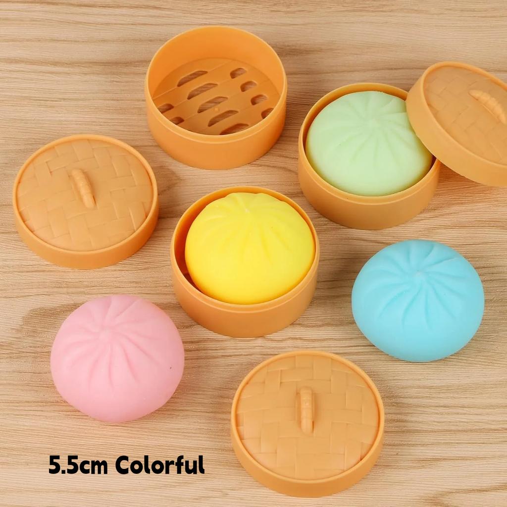 Giant Dumpling Squishy, Jumbo Dumpling Squishy Toy with Steamer, Anxiety Relief Squeeze Toy for Decompression and Sensory Play