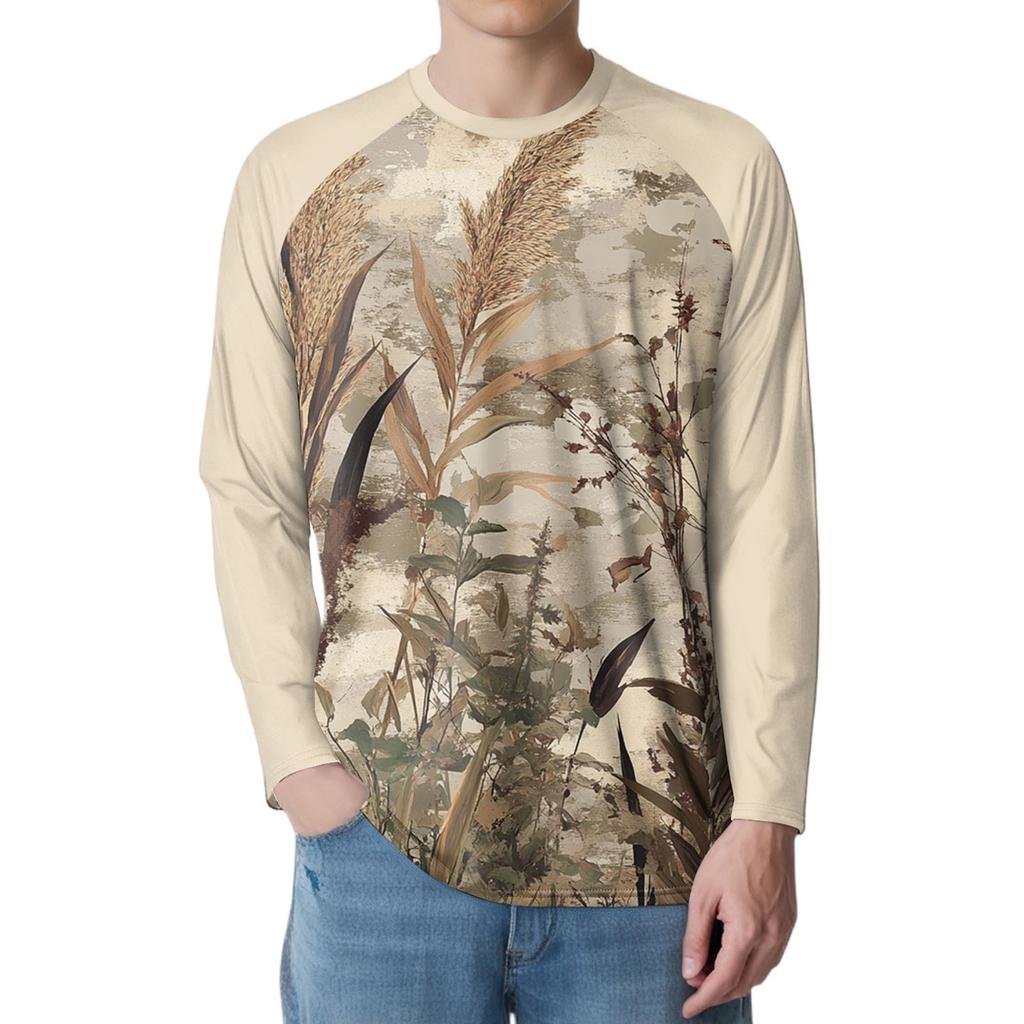 Pánské módní tištěné raglánové sportovní tričko s dlouhým rukávem