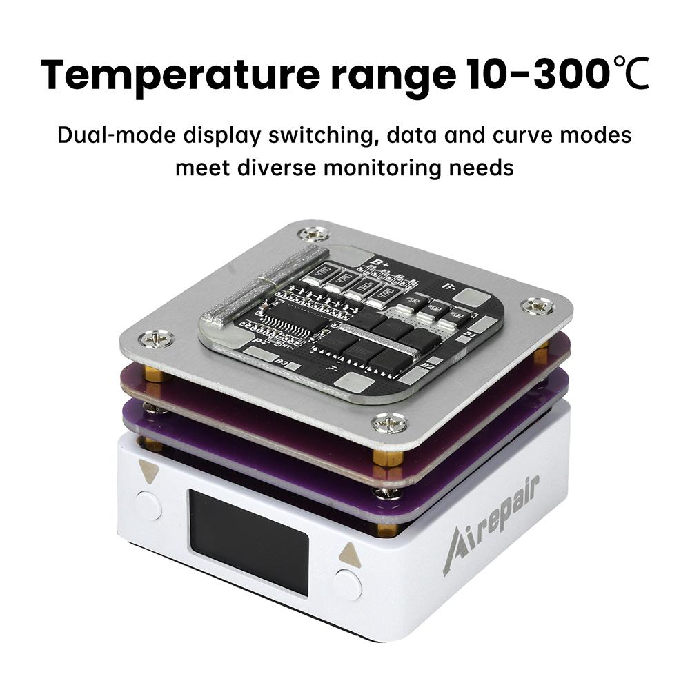 Placa de Aquecimento Mini de Temperatura Constante PD65W 20V, 10–300°C, Placa de Aquecimento Ajustável Digitalmente com Porta Tipo-C
