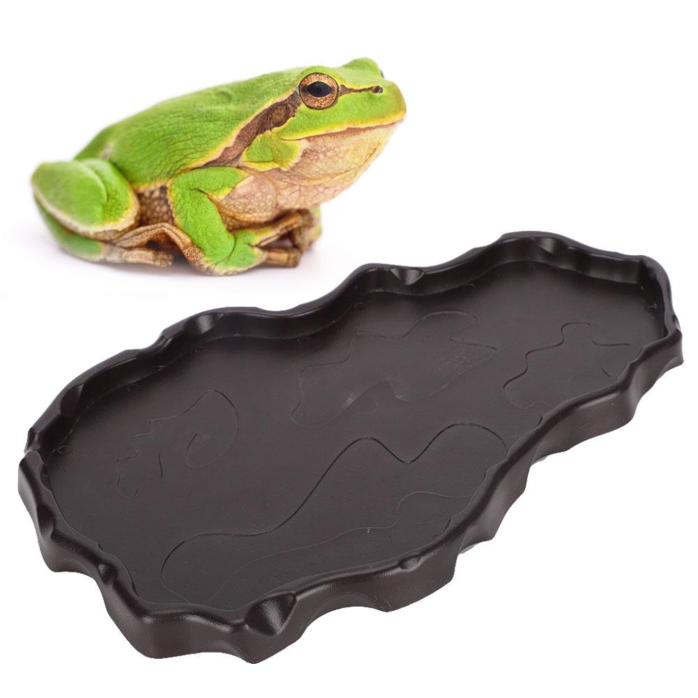 NW‑29 Plastic Reptiles Feeder Basin Snake Frogs Drinking Feeding Dish Landscape DecorationsDeep Coffee Color