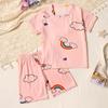 Summer 3D Print Children's Fashion Home Clothes Suit Boy Comfortable Joker Dinosaur Short-sleeved Girl Sweet Pink Shorts Suit