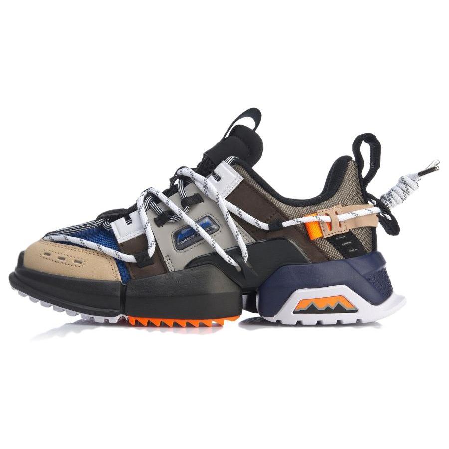New LiNing Durable Breathable Low Top Chunky Sneakers Men's Black Brown AGLP075-5