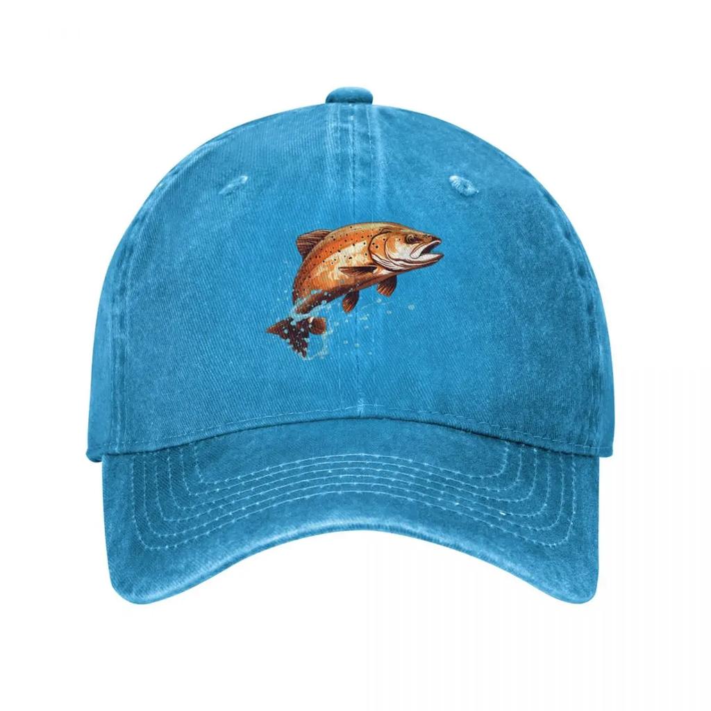 Dripping Brown Trout Baseball Cap derby hat Sun Cap summer hat Fishing cap Unisexs Baseball Womens
