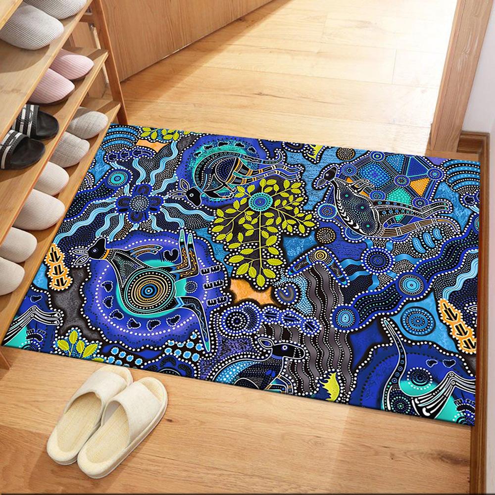 Aboriginal Art Gecko Floor Mats for Living Room, Bedroom and Room Decoration Are Suitable for Gifts.